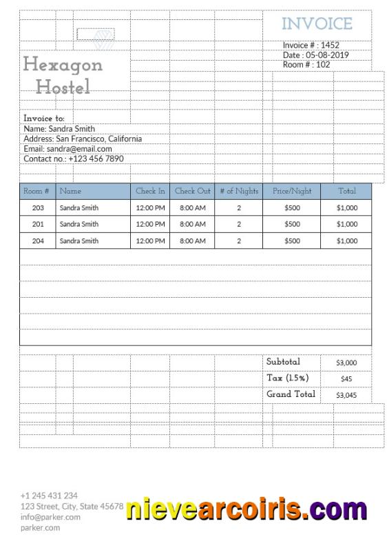 Hostel Invoice